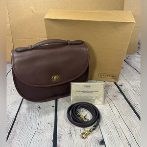 NEW IN BOX from ‘70s! Vintage Coach 9865 Plaza Bag Large Mahogany Brown NICE!!